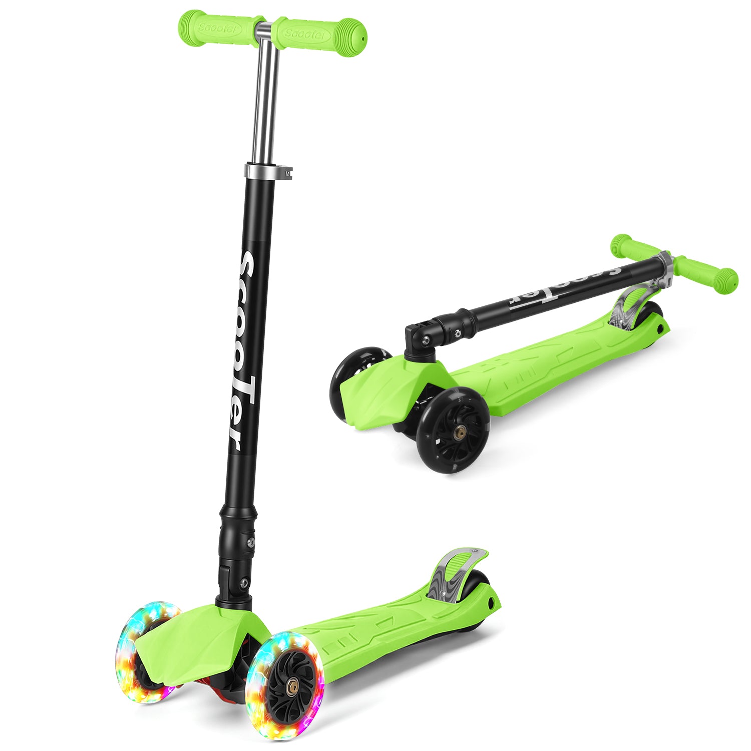 Jopassy Kinderroller mit LED Rädern klappbar 65-82 cm höhenverstellbar