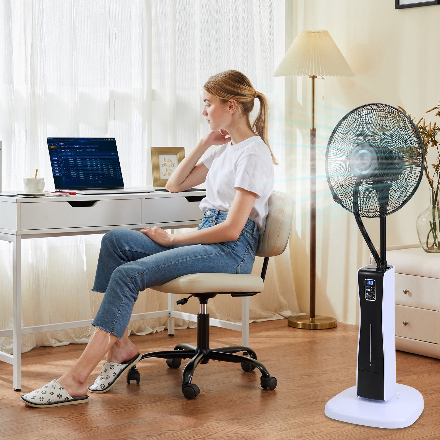 Jopassy Standventilator mit Wasserkühlung Ultraschall-Sprühfunktion