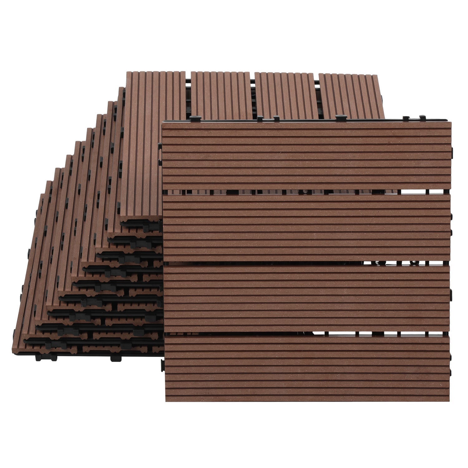 Jopassy WPC Terrassenfliesen 30x30 cm, Klickfliesen für Garten
