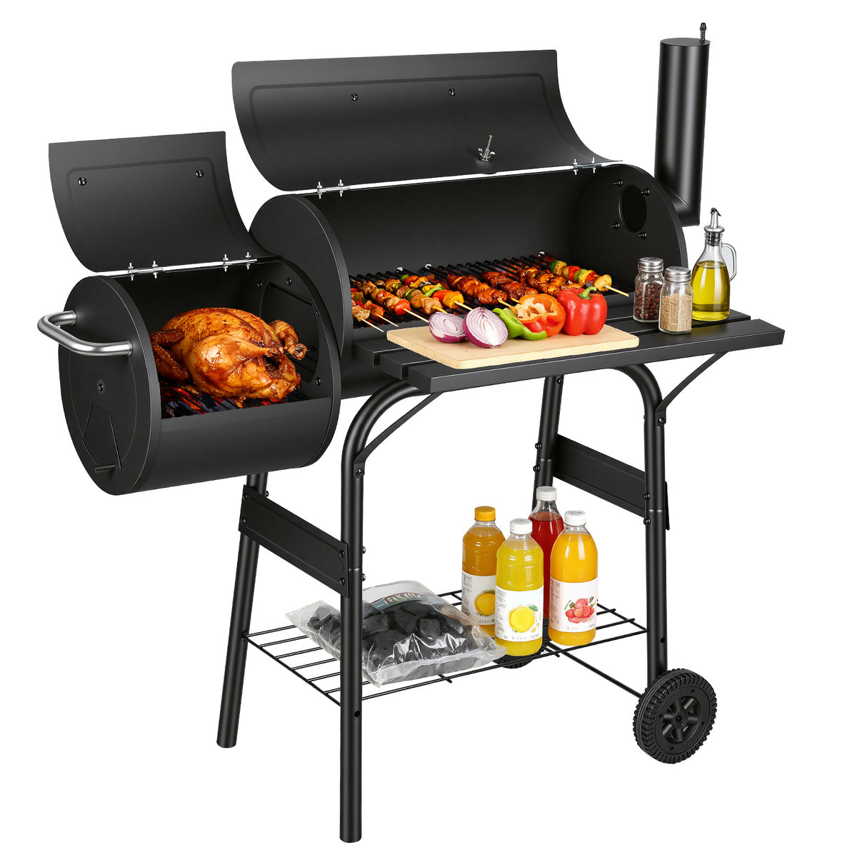 Jopassy Holzkohlegrill mit 2 Kammern und Thermometer