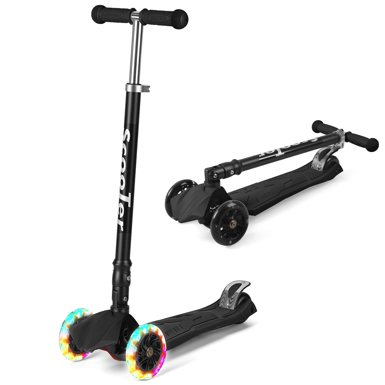 Jopassy Kinderroller mit LED Rädern klappbar 65-82 cm höhenverstellbar