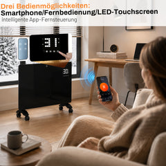 Jopassy WLAN Konvektor Heizung 2000/2500W mit Thermostat und Glasfront