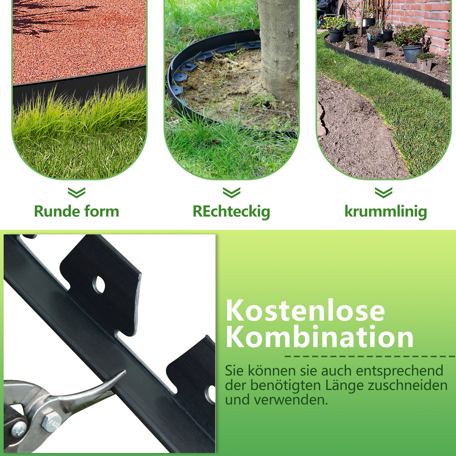 Jopassy Kunststoff Beeteinfassung zum Stecken für Gartenwege
