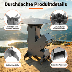 Jopassy Raketenofen 34x57 cm mit Grillplatte Outdoor BBQ
