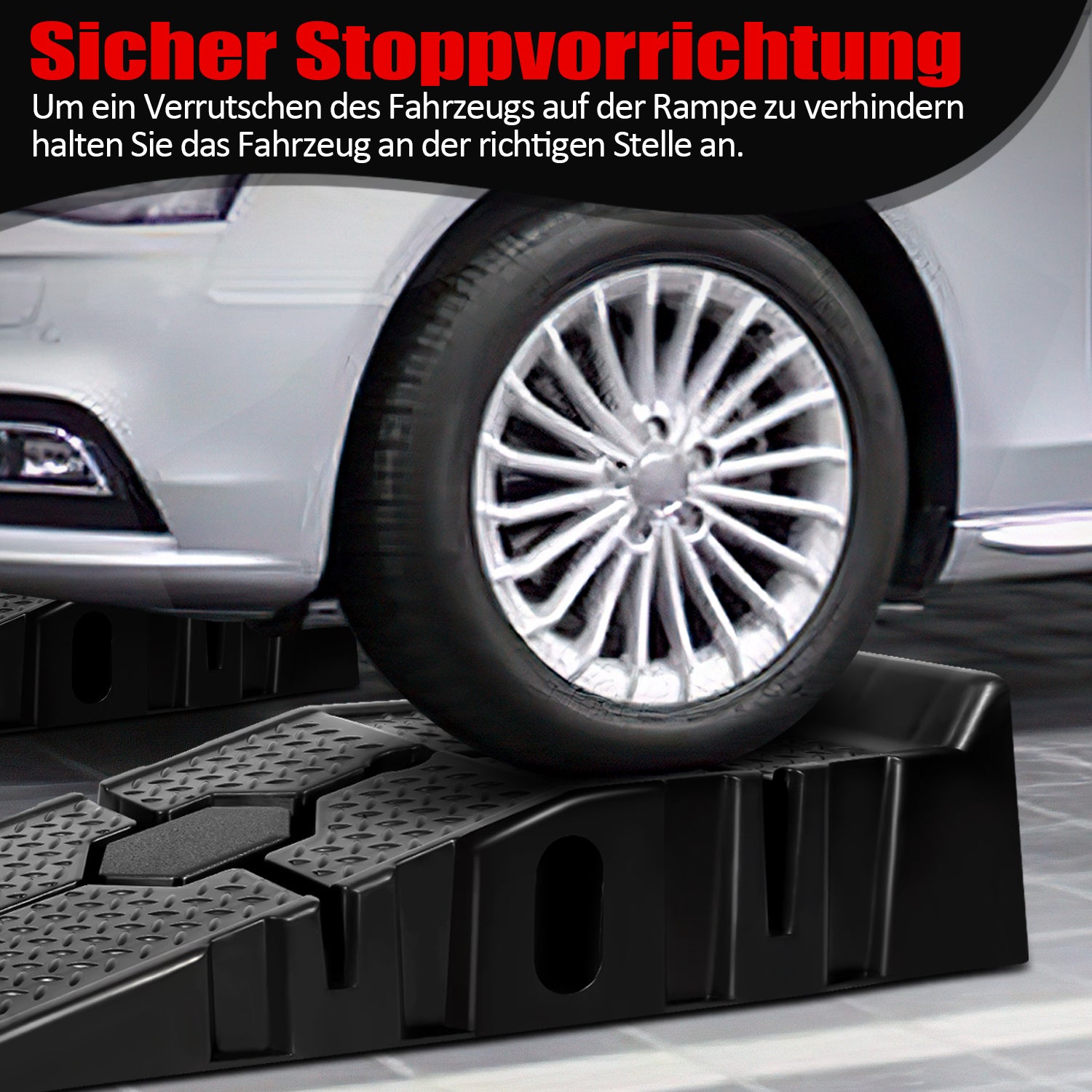 Jopassy Auffahrrampe Kunststoff Auto Rampe bis 2.5Tonnen 2er Set