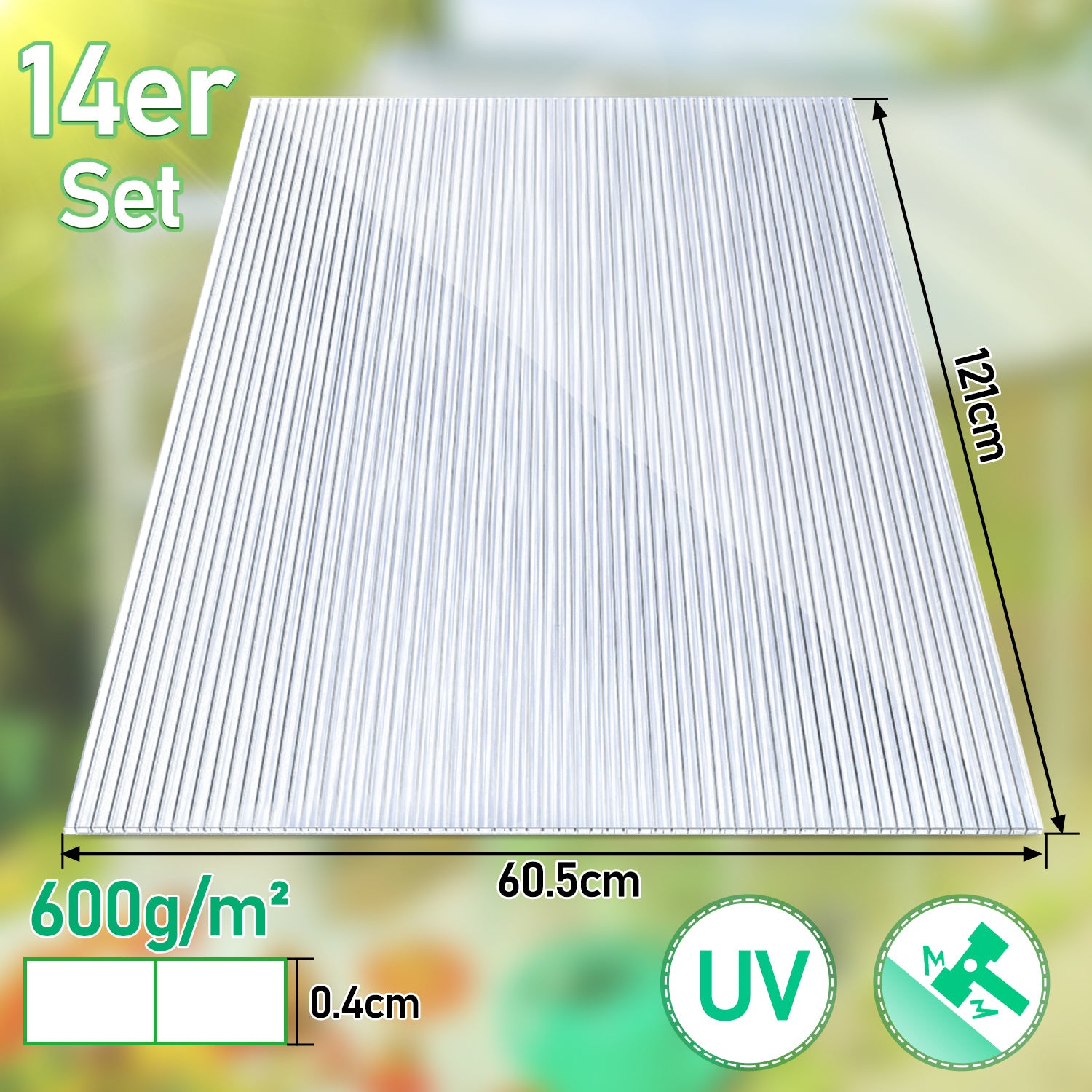Jopassy Doppelstegplatten 4mm 14 Stück für Gewächshaus