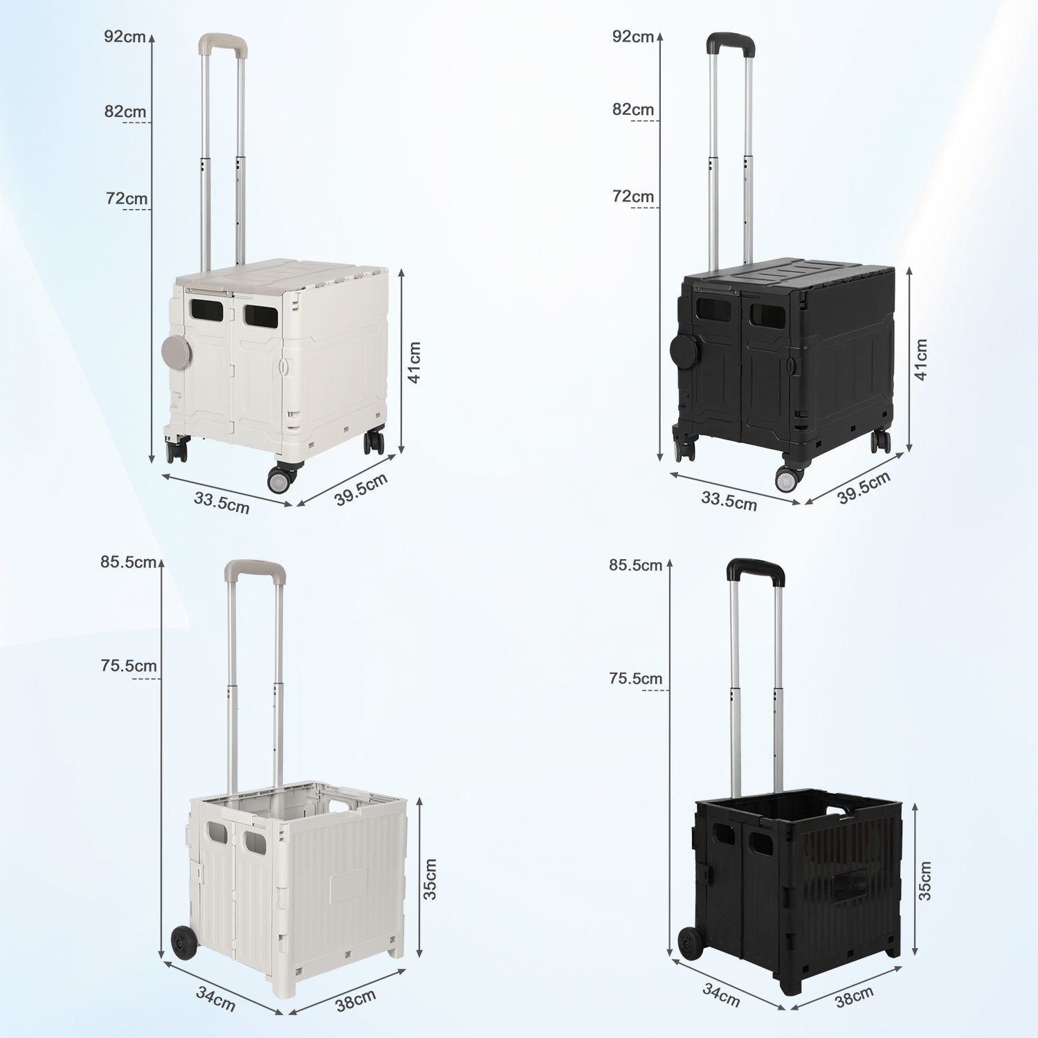 Jopassy Klappbarer Einkaufswagen 45L/50L mit Deckel