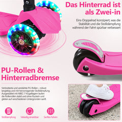 Jopassy Kinderroller mit LED Rädern klappbar 65-82 cm höhenverstellbar