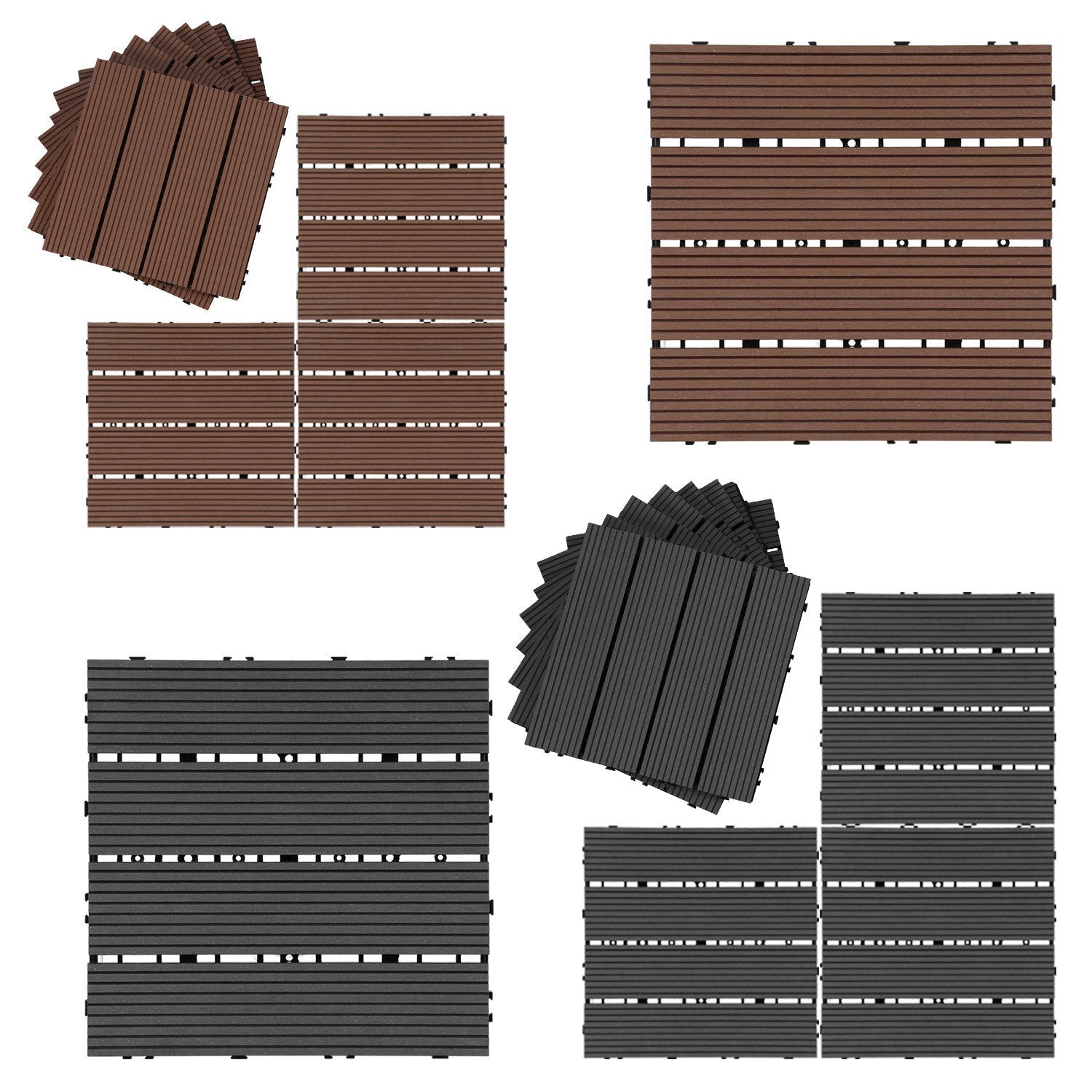 Jopassy WPC Terrassenfliesen 30x30 cm, Klickfliesen für Garten