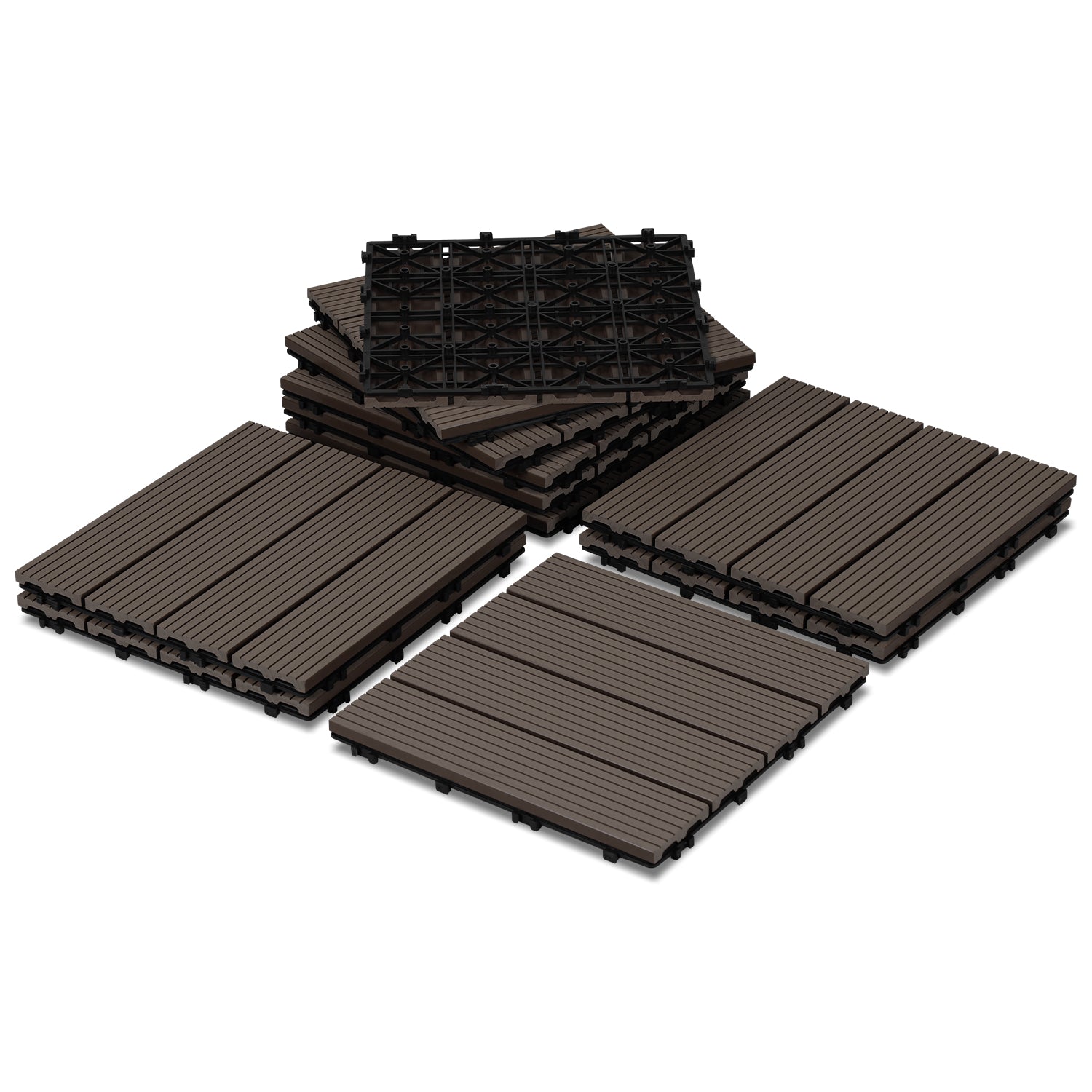 Jopassy WPC Terrassenfliesen 30x30 cm, Klickfliesen für Balkon, 1–5 m²