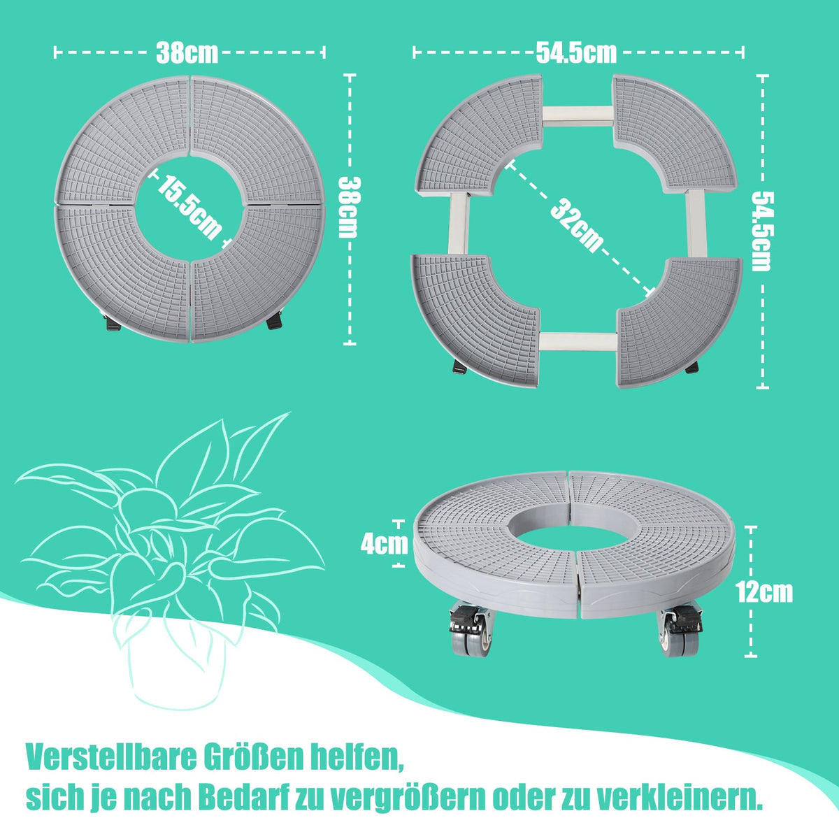 verstellbarer Pflanzenroller Ø 38–54 cm
