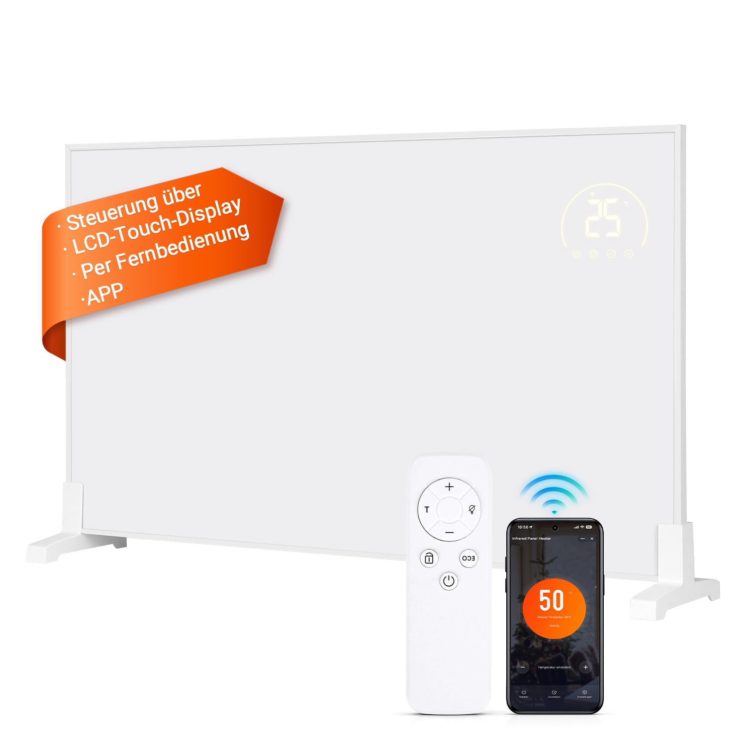 Jopassy Infrarotheizung 300/500/960W mit Thermostat Tuya App und Fernbedienung