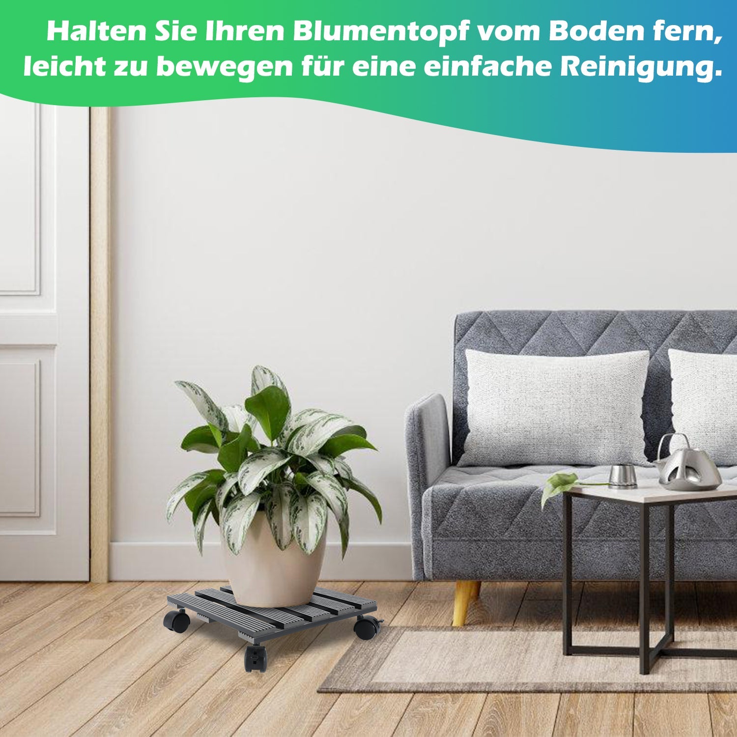 Jopassy WPC Pflanzenroller mit Rollen, eckig 30 x 30 cm / rund Ø 30 cm