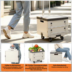 Jopassy Klappbarer Einkaufswagen 45L/50L mit Deckel