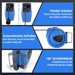 Jopassy Automatischer Kabelaufroller 20 m + 1,5 m für Werkstatt und Lager