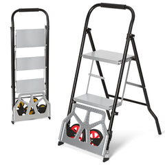Jopassy 2 in 1 Sackkarre mit Trittleiter 2/3 Stufen Klappbar aus Stahl bis 150 kg