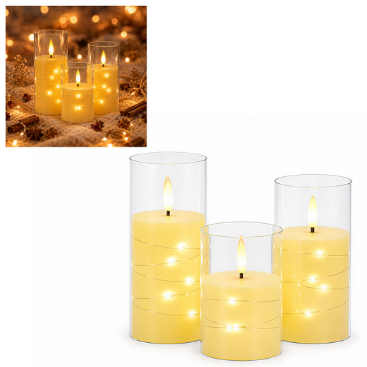 Jopassy LED Kerzen 3er/5er Set mit Lichterkette Fernbedienung und Timer