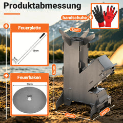 Jopassy Raketenofen 34x57 cm mit Grillplatte Outdoor BBQ