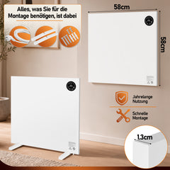Jopassy Infrarotheizung 400/750/1000W mit Thermostat Tuya App und Fernbedienung