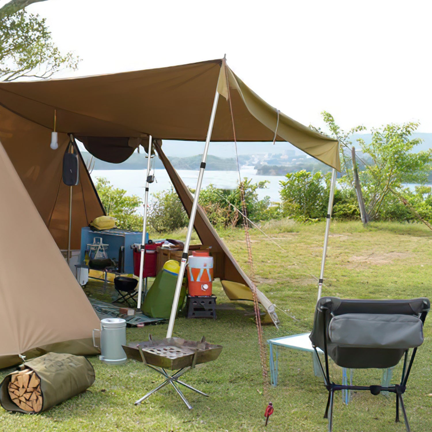 Jopassy Verstellbare Zeltstangen für Plane und Camping