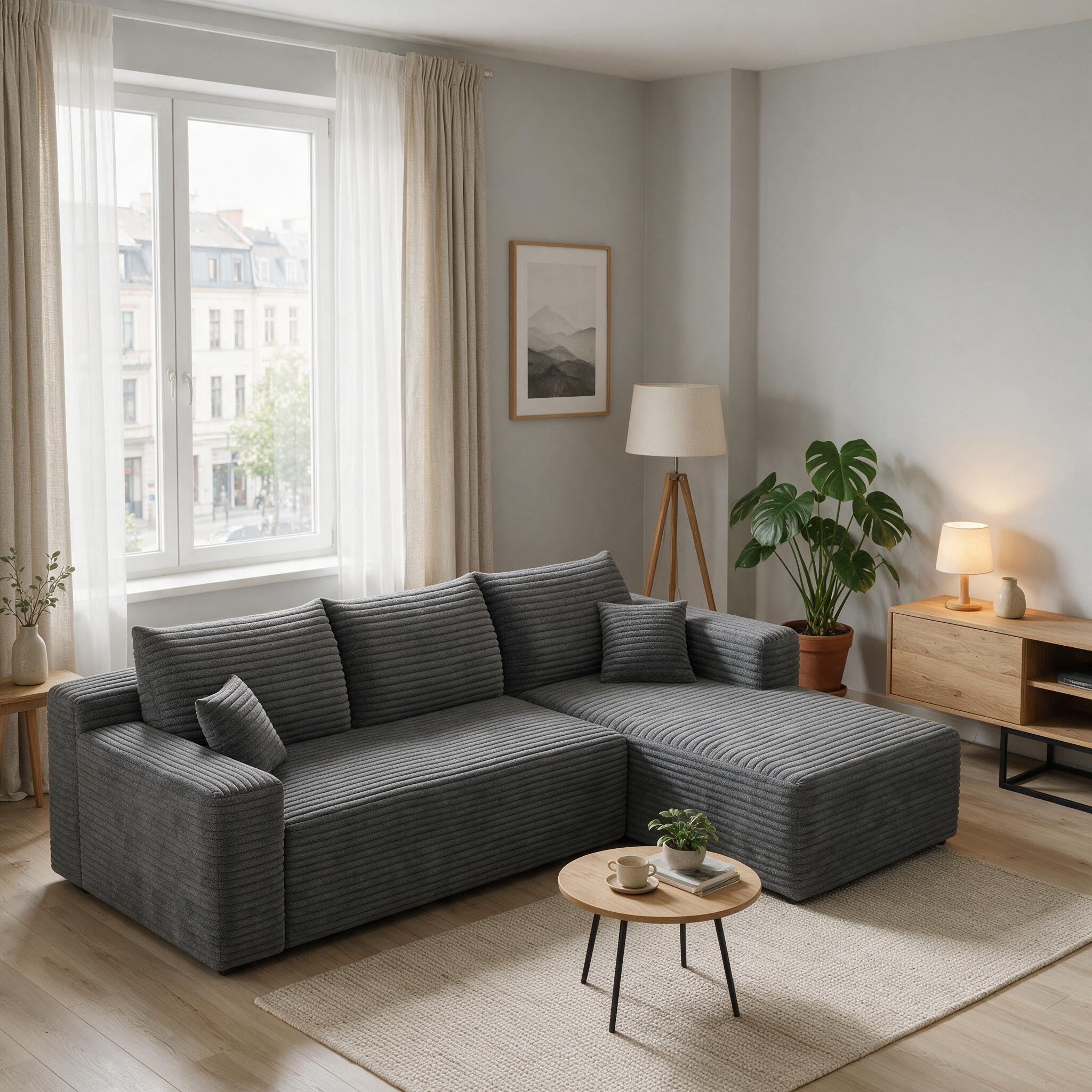 Jopassy Ecksofa mit Chaiselongue 241 x 151 x 58 cm, 2-Sitzer Sofa ohne Montage
