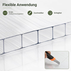 Jopassy Polycarbonat Hohlkammerplatten 8 mm 5 Stück ca. 3,66 m² für Gewächshaus