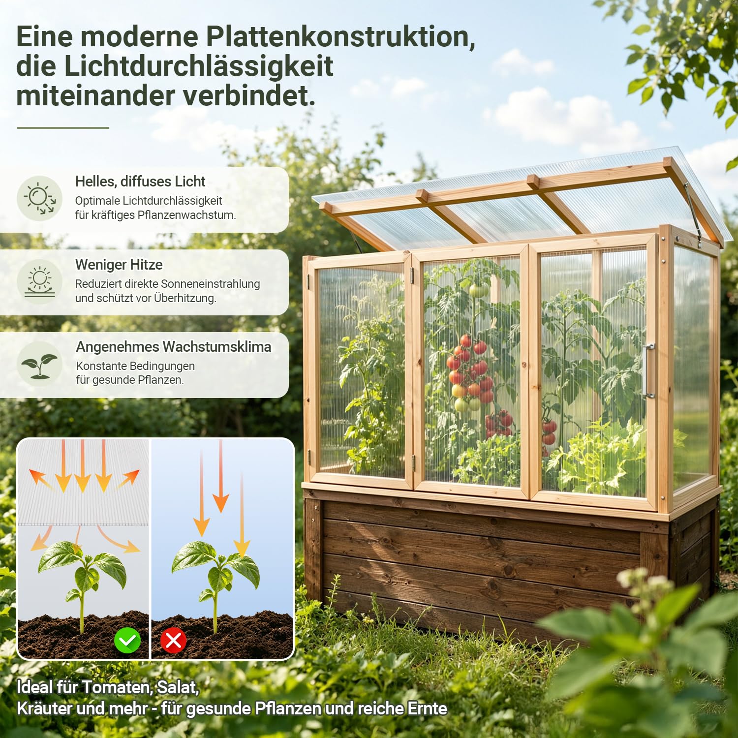 Jopassy Polycarbonat Hohlkammerplatten 8 mm 5 Stück ca. 3,66 m² für Gewächshaus
